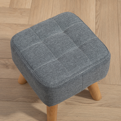 HOMCOM Modern Footstool, Fabric Foot Rest with Rubber Wood Legs