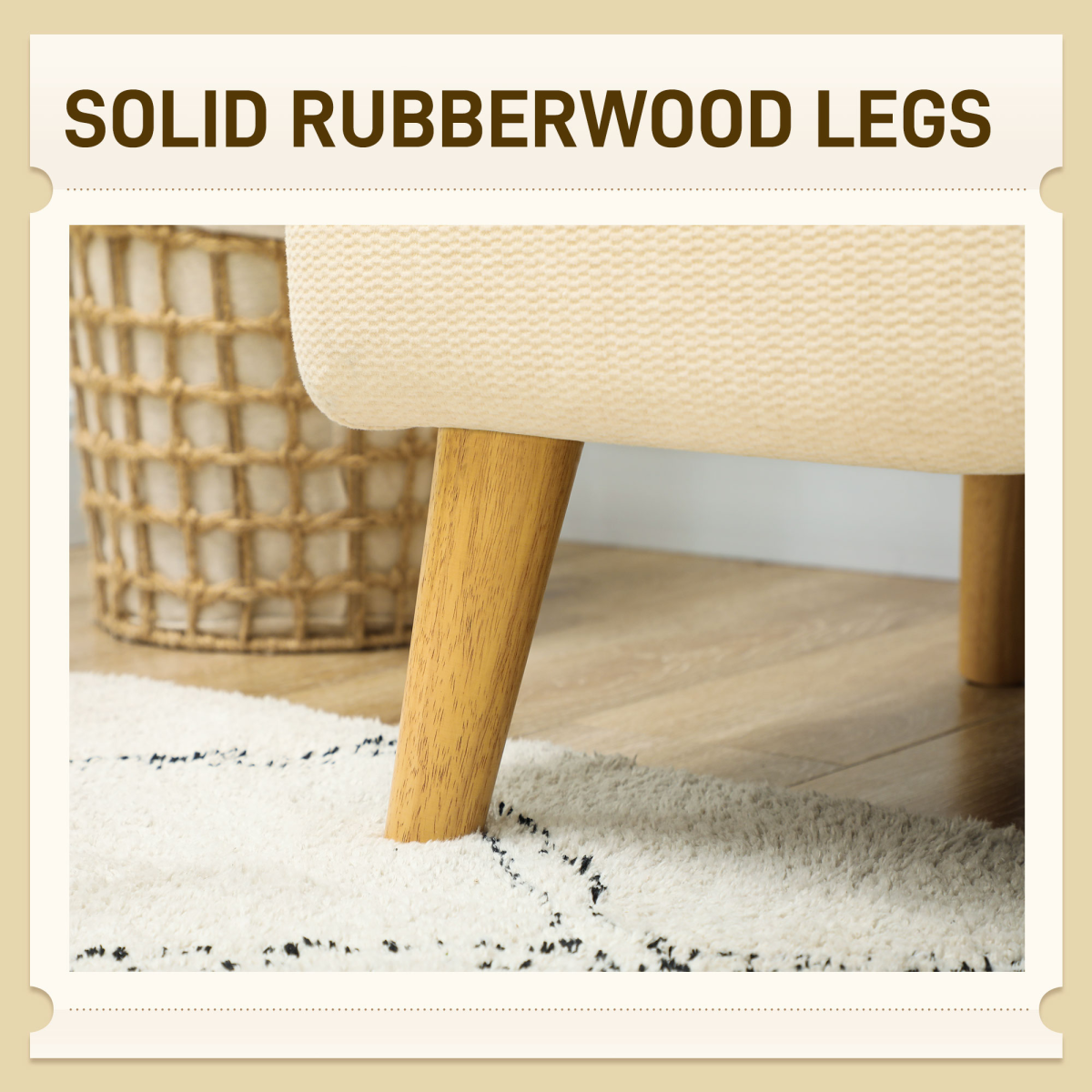 HOMCOM 2 Seater Sofa with 21cm Thick Padding and Wood Legs