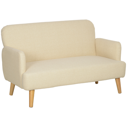 HOMCOM 2 Seater Sofa with 21cm Thick Padding and Wood Legs