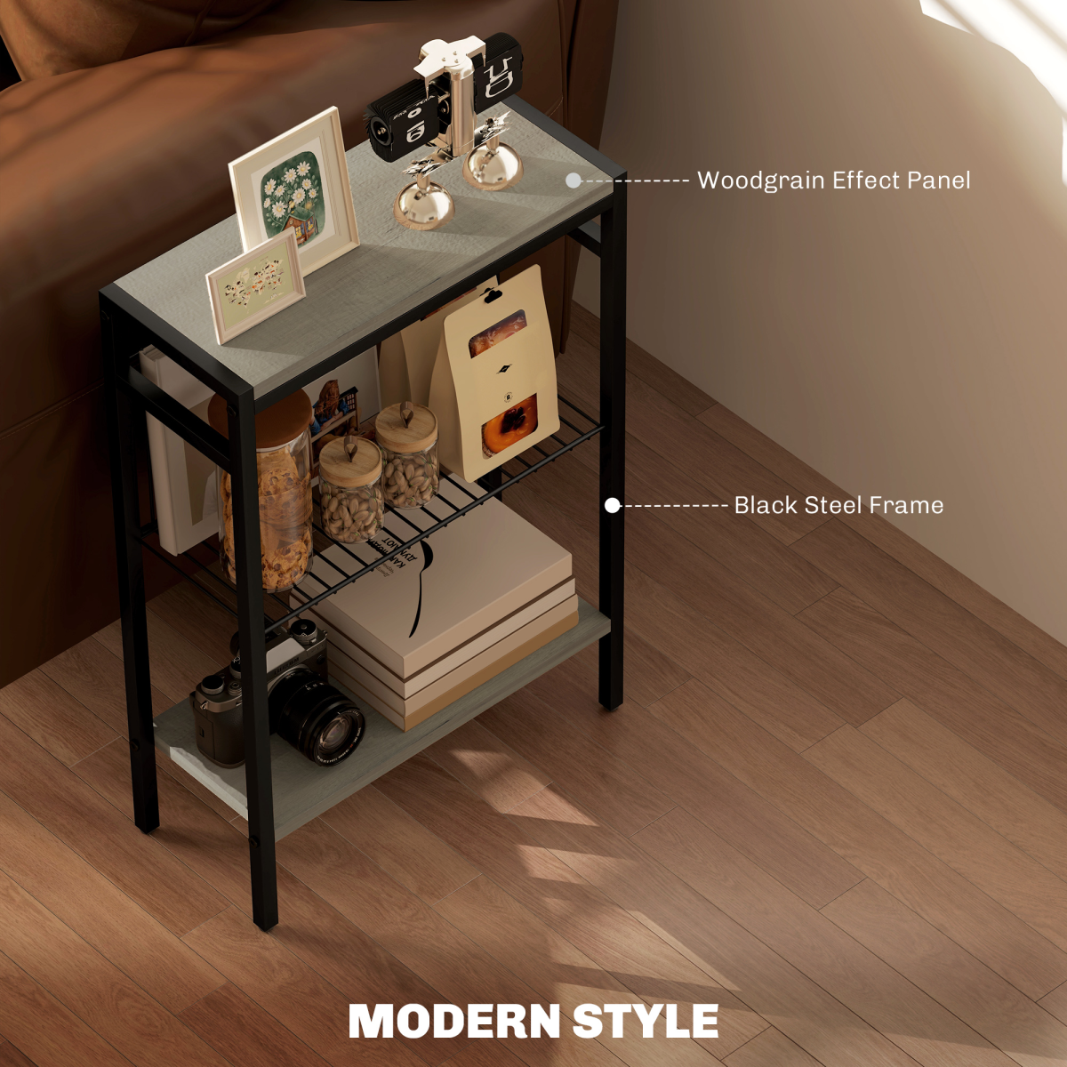 HOMCOM Side Table with Storage, Small Table for Living Room, Bedroom