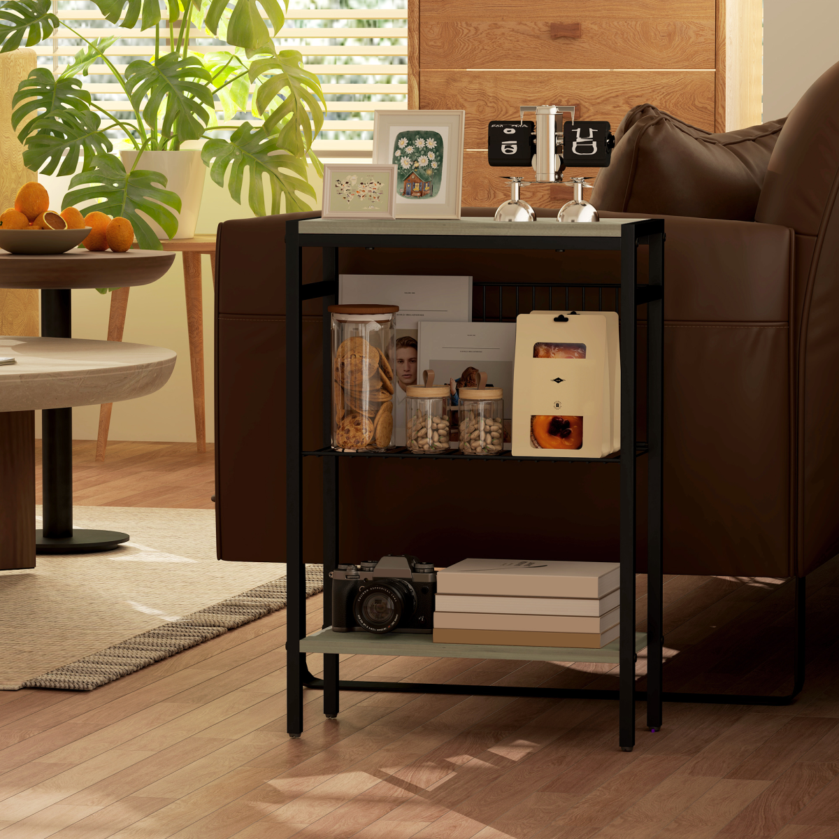 HOMCOM Side Table with Storage, Small Table for Living Room, Bedroom