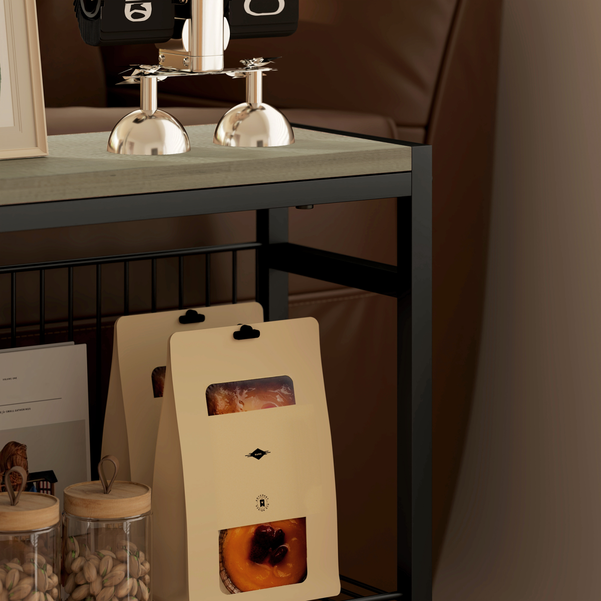 HOMCOM Side Table with Storage, Small Table for Living Room, Bedroom