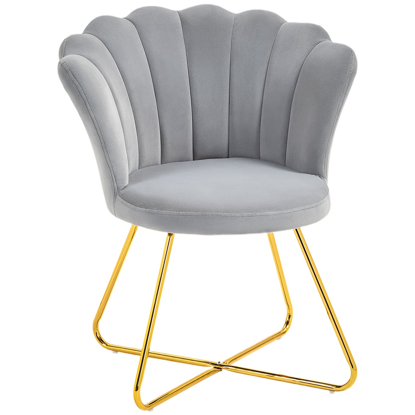 HOMCOM Accent Chair, Velvet Armchair with Lotus Backrest, Steel Legs