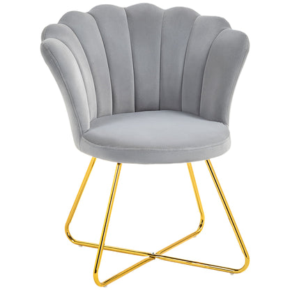 HOMCOM Accent Chair, Velvet Armchair with Lotus Backrest, Steel Legs