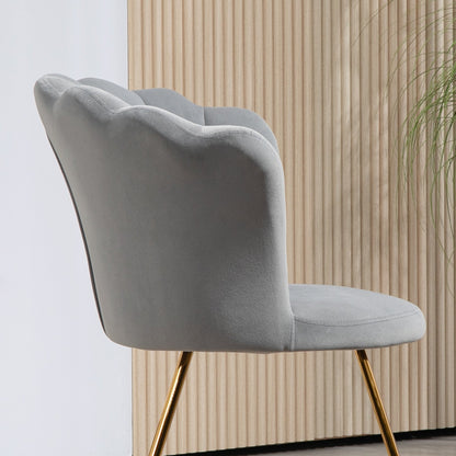 HOMCOM Accent Chair, Velvet Armchair with Lotus Backrest, Steel Legs