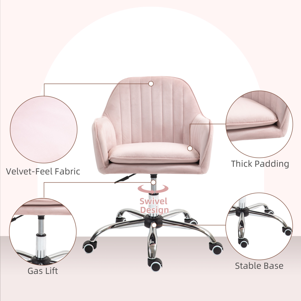 HOMCOM Office Chair, Swivel Desk Chair w/ Adjustable Height