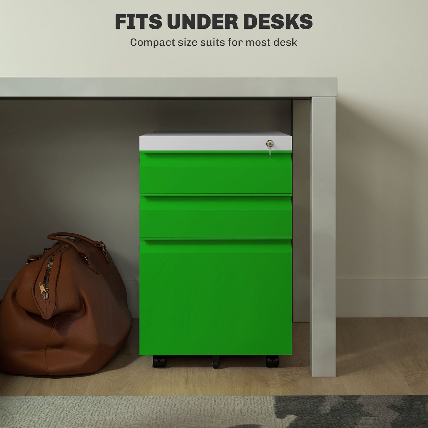Vinsetto 3 Drawer File Cabinet, Lockable Metal Filling Cabinet