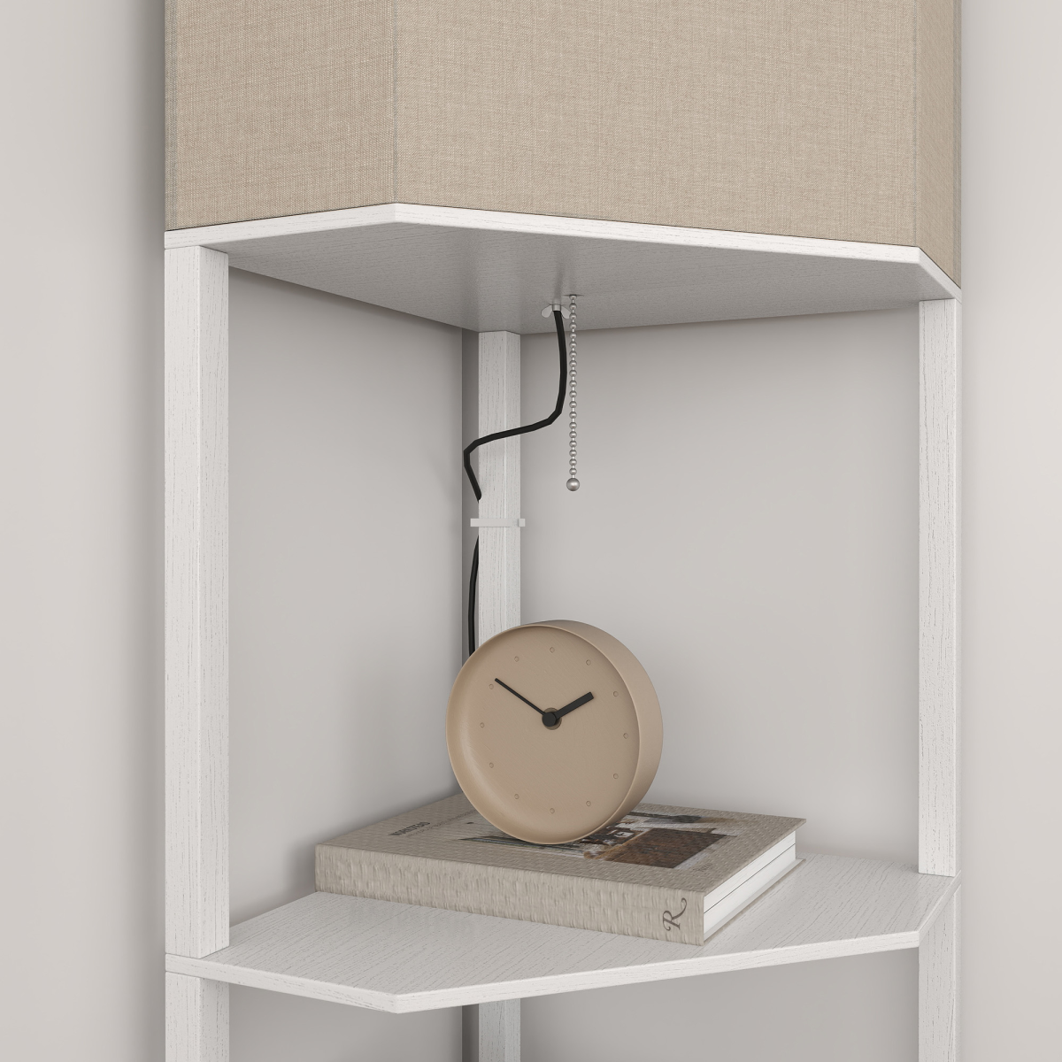 HOMCOM Corner Modern Floor Lamp with Shelves for Living Room, Bedroom