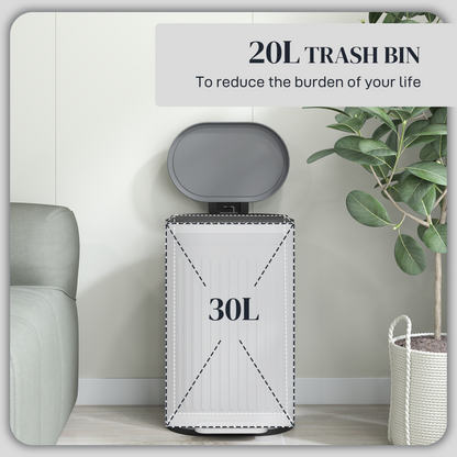 HOMCOM 20L Pedal Bin, Metal Kitchen Bin with Soft-close Lid