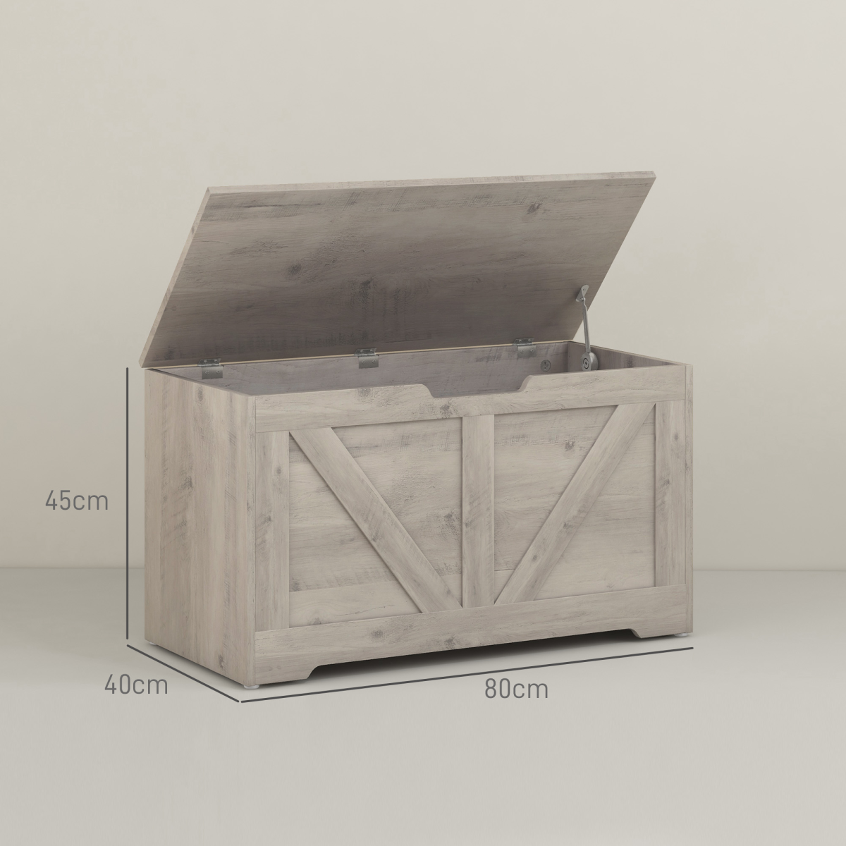 HOMCOM Storage Trunk for Living Room, with Safety Hinges, 80cm