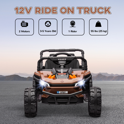 AIYAPLAY Kids Ride on Car, 12V Electric Truck w/ Horn Lights USB