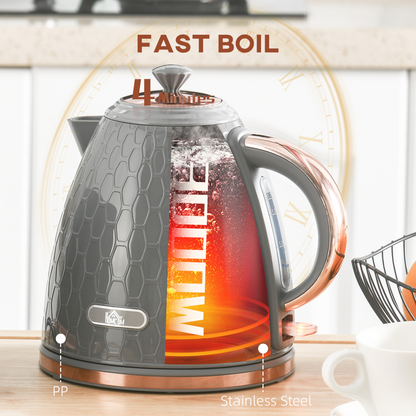 HOMCOM Electric Kettle, Fast Boil, 1.7L, 3kW, Swivel, Auto Shut-off