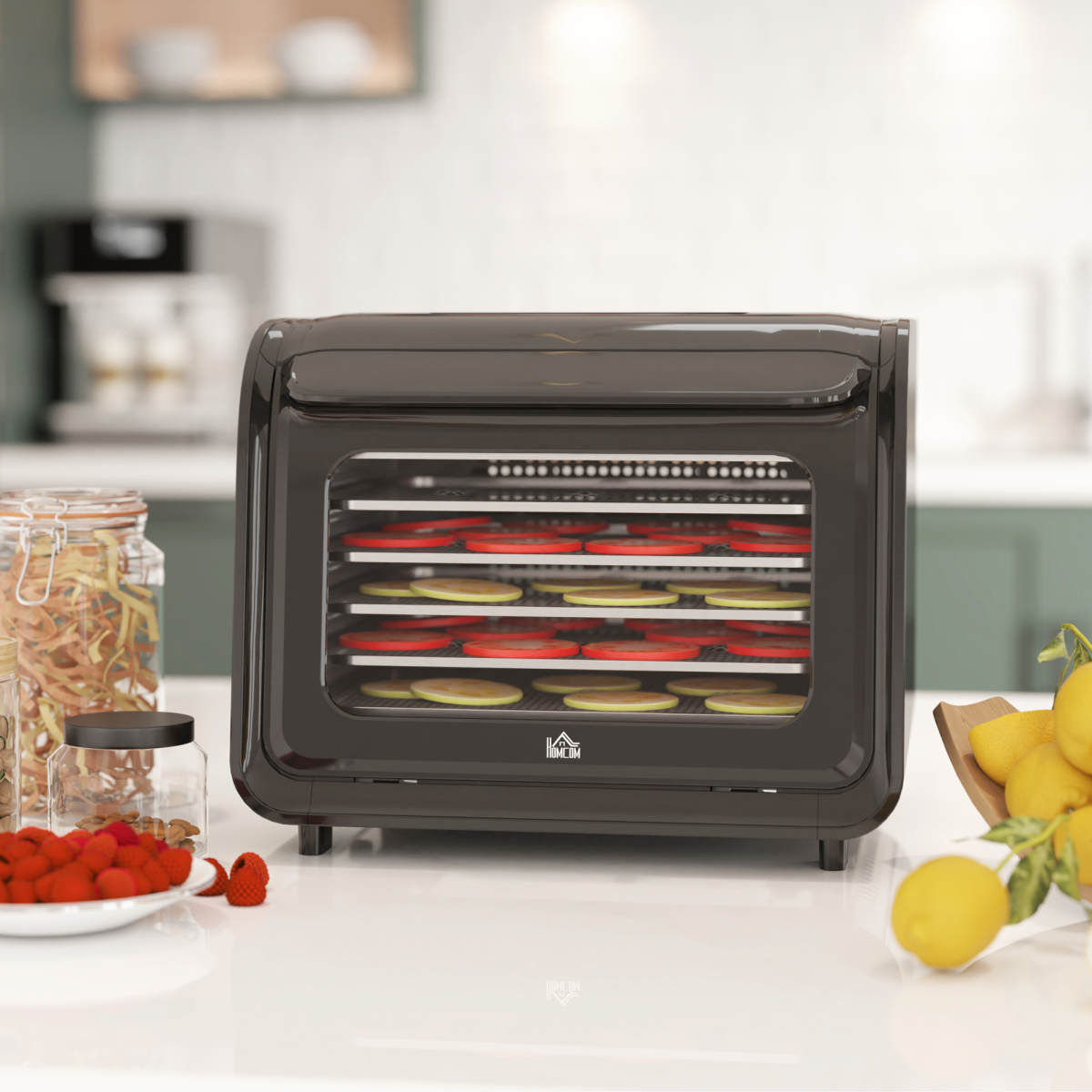 HOMCOM Food Dehydrator with 6 Stainless Steel Tray, for Fruit, Meat