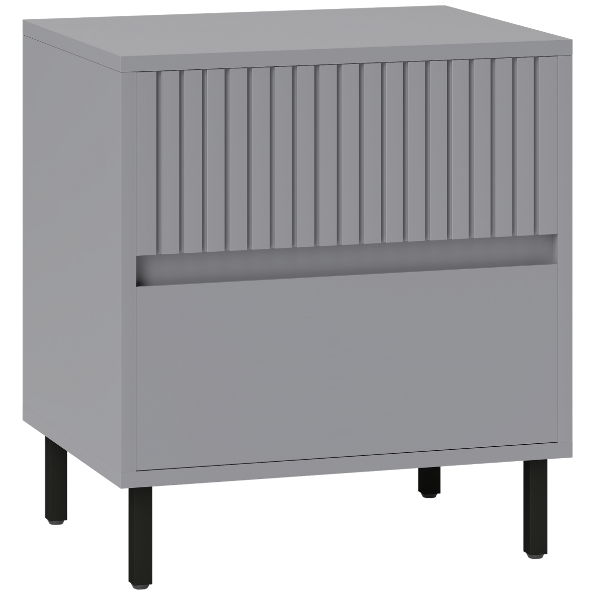 HOMCOM Bedside Table with 2 Drawers and Steel Legs for Bedroom
