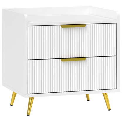 HOMCOM Bedside Table with 2 Drawers for Bedroom, Living Room