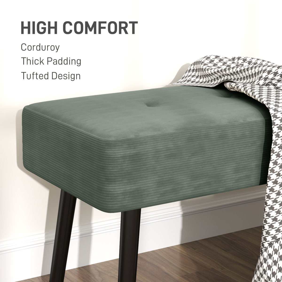HOMCOM End of Bed Bench with Thick Padding for Entryway