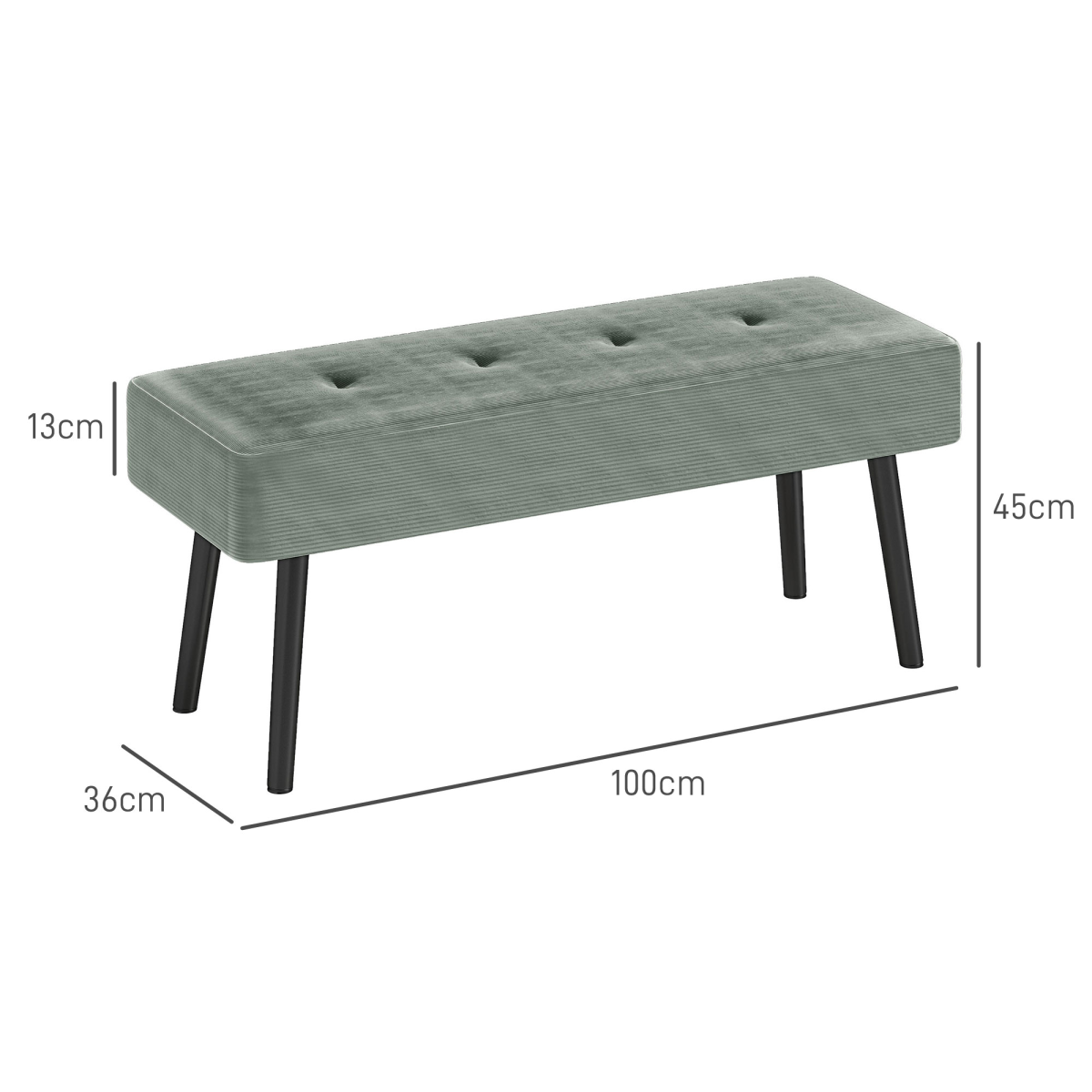 HOMCOM End of Bed Bench with Thick Padding for Entryway
