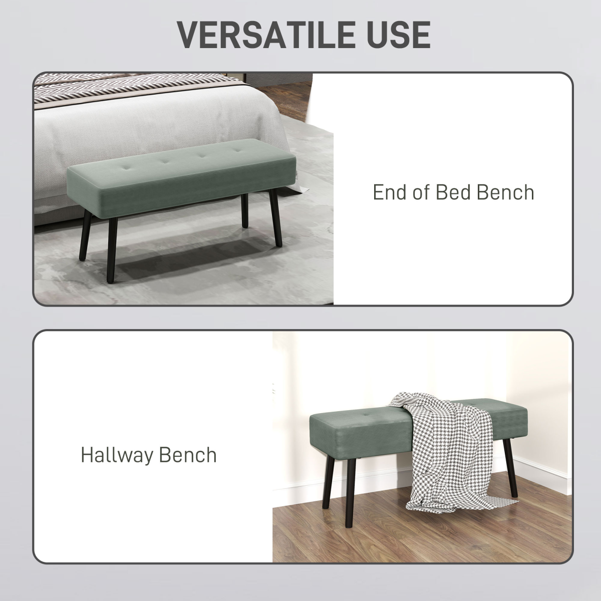 HOMCOM End of Bed Bench with Thick Padding for Entryway