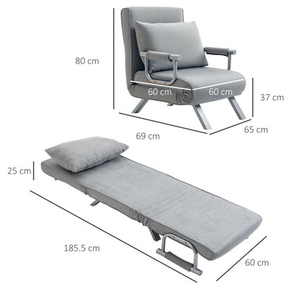 HOMCOM Single Folding 5 Position Convertible Sleeper Chair Bed