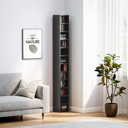 HOMCOM 204 CD Storage Tower Tall Bookcase Bookshelf with 12 Cubes