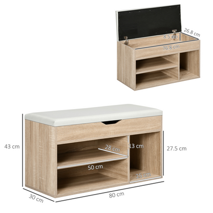 HOMCOM Sit-On Shoe Storage Unit w/ Hidden Compartment Handles