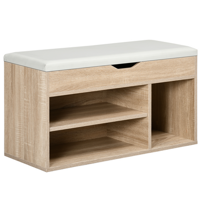 HOMCOM Sit-On Shoe Storage Unit w/ Hidden Compartment Handles
