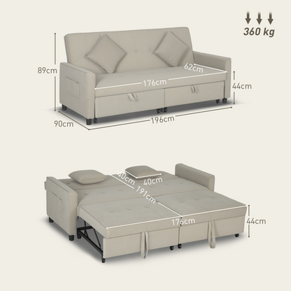 HOMCOM Reversible L-Shaped Sectional Sofa Bed with Cushions