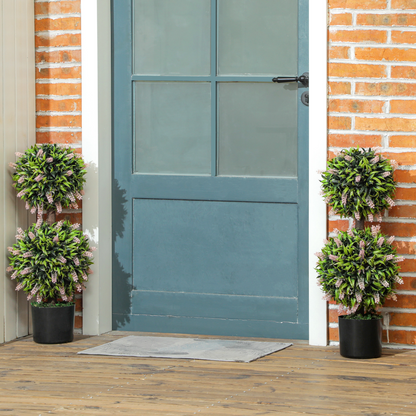 HOMCOM Set of 2 Potted Artificial Plants with Lavender Flowers