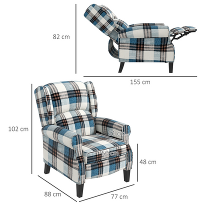 HOMCOM Recliner Chair for Living Room Wingback Chair with Padded Armrest