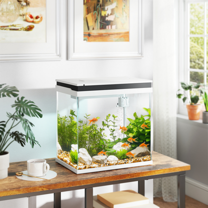 PawHut 14L Small Fish Tank with Filter System, LED Lights, Water Pump