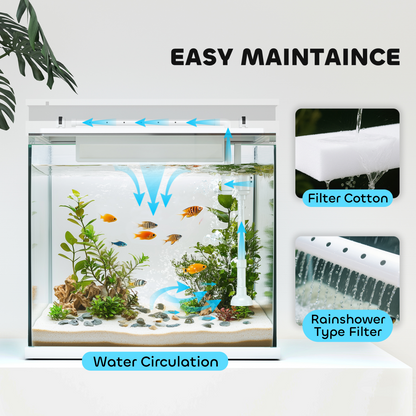 PawHut 14L Small Fish Tank with Filter System, LED Lights, Water Pump