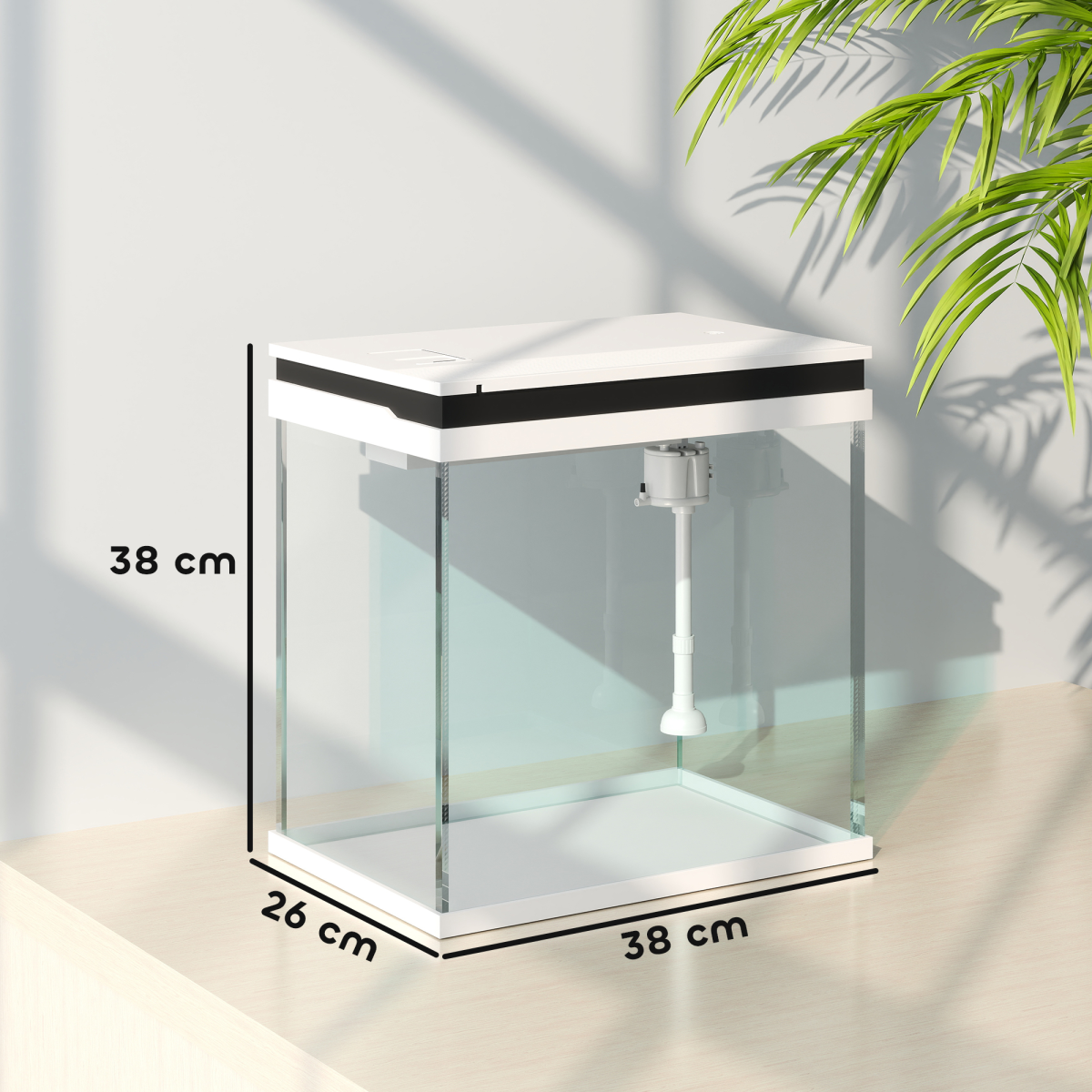 PawHut 14L Small Fish Tank with Filter System, LED Lights, Water Pump