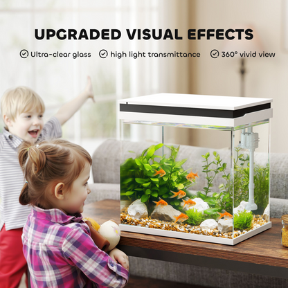 PawHut 14L Small Fish Tank with Filter System, LED Lights, Water Pump
