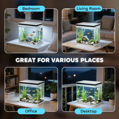 PawHut 14L Small Fish Tank with Filter System, LED Lights, Water Pump