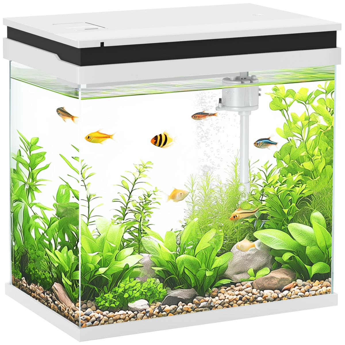 PawHut 14L Small Fish Tank with Filter System, LED Lights, Water Pump