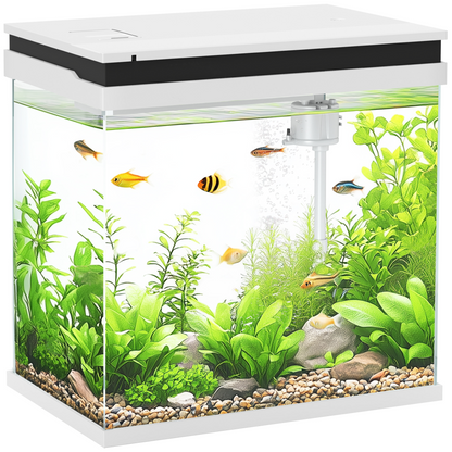 PawHut 14L Small Fish Tank with Filter System, LED Lights, Water Pump