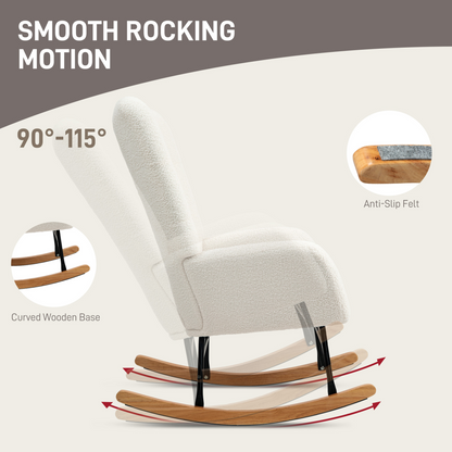 Comfort Rocking Chair - Teddy Fleece Upholstery & Supportive Design