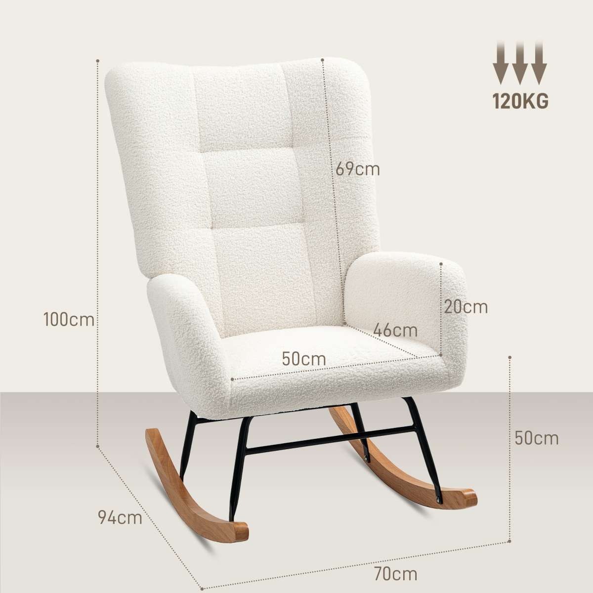 Comfort Rocking Chair - Teddy Fleece Upholstery & Supportive Design
