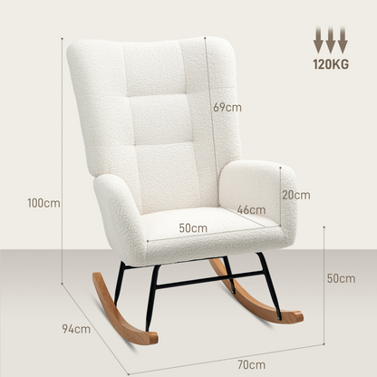 Comfort Rocking Chair - Teddy Fleece Upholstery & Supportive Design