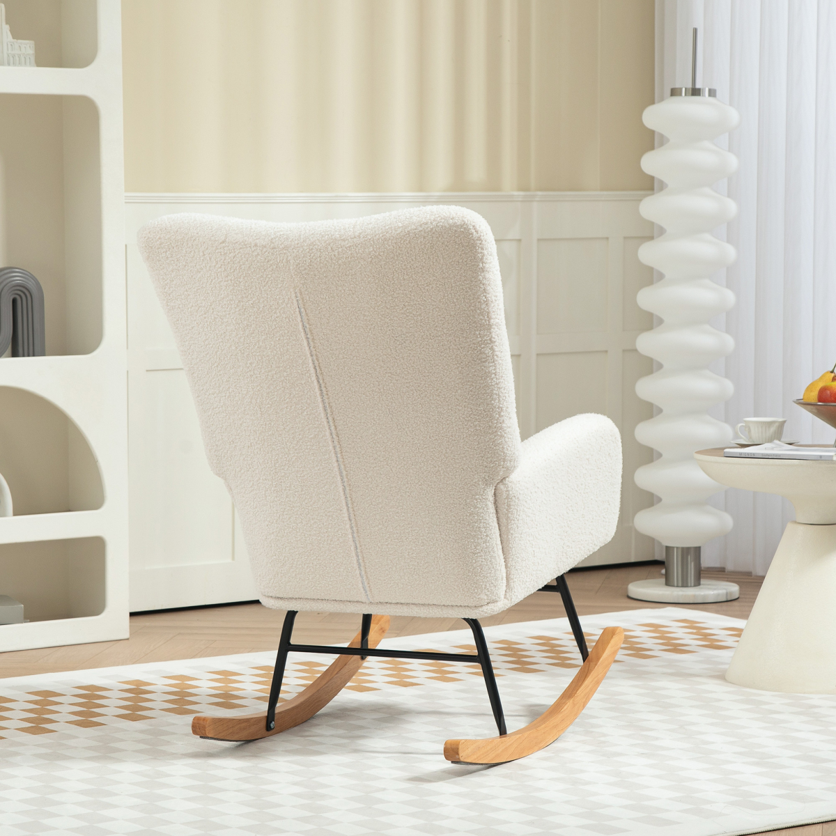 Comfort Rocking Chair - Teddy Fleece Upholstery & Supportive Design