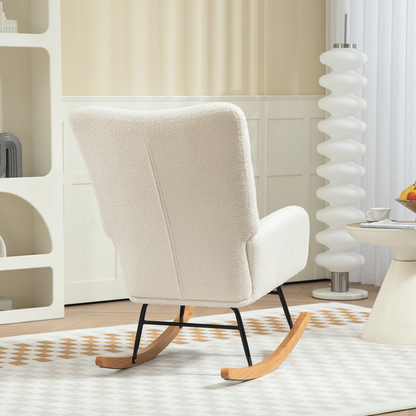 Comfort Rocking Chair - Teddy Fleece Upholstery & Supportive Design