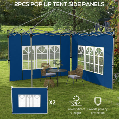 Outsunny Gazebo Side Panels for 3x3(m) or 3x4m Pop Up Gazebo, 2 Pack, Blue