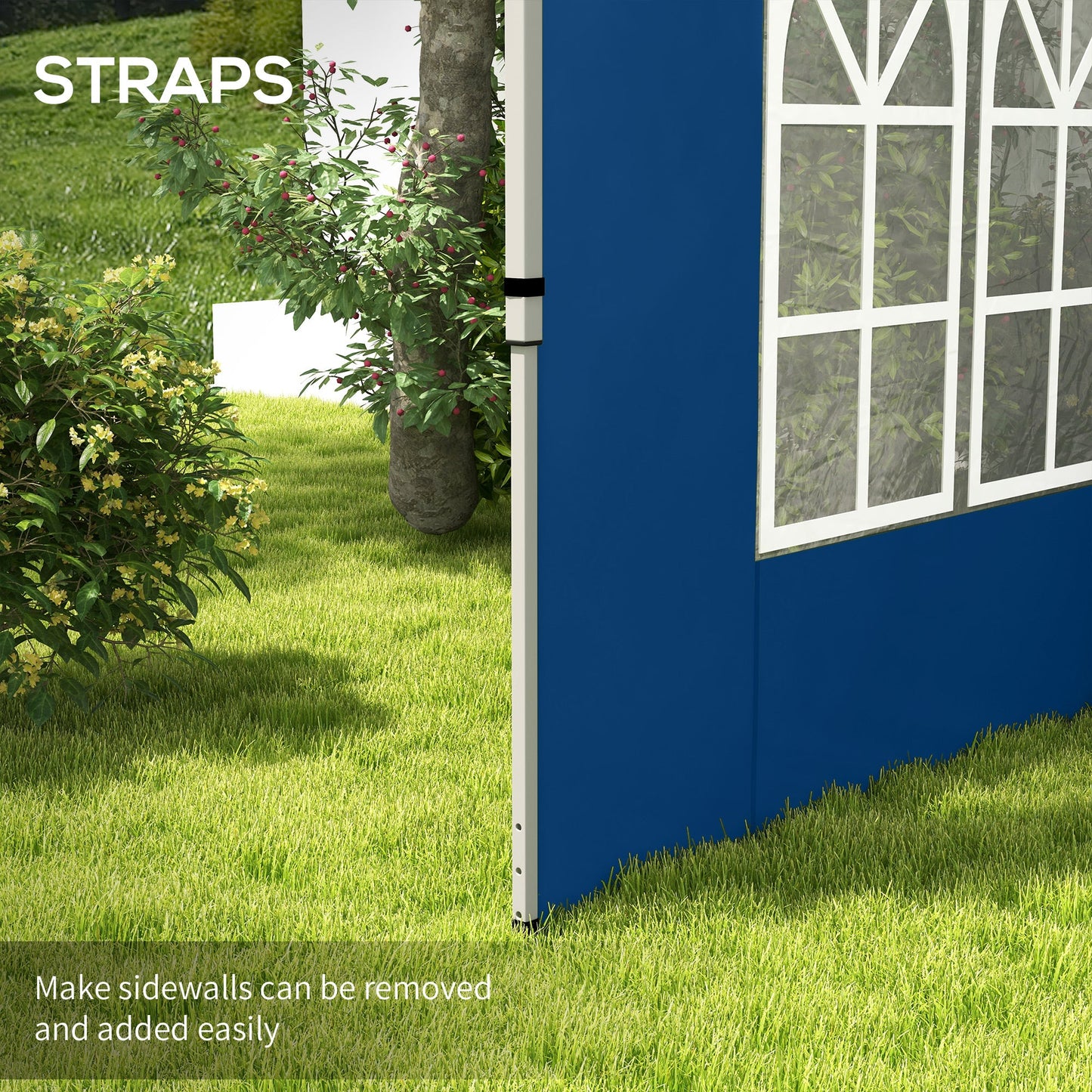 Outsunny Gazebo Side Panels for 3x3(m) or 3x4m Pop Up Gazebo, 2 Pack, Blue