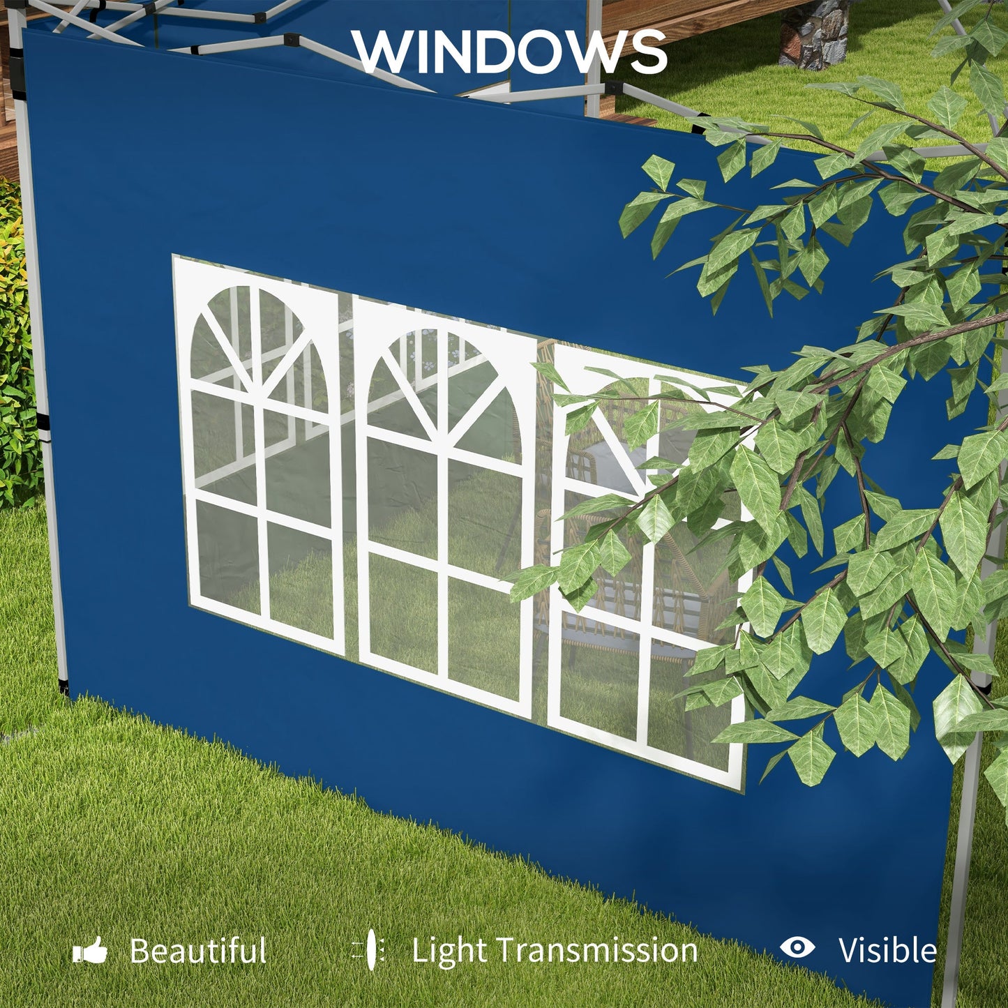 Outsunny Gazebo Side Panels for 3x3(m) or 3x4m Pop Up Gazebo, 2 Pack, Blue