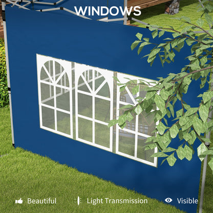 Outsunny Gazebo Side Panels for 3x3(m) or 3x4m Pop Up Gazebo, 2 Pack, Blue