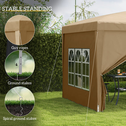 Outsunny 3x3(m) Pop Up Gazebo Party Tent Canopy Marquee with Storage Bag
