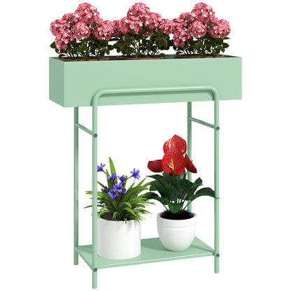 Elegant Green Metal Plant Stand - Two-Tier Design for Versatile Arrangements