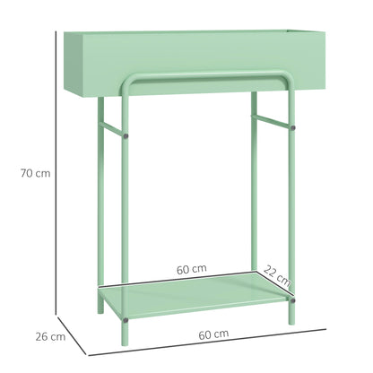 Elegant Green Metal Plant Stand - Two-Tier Design for Versatile Arrangements