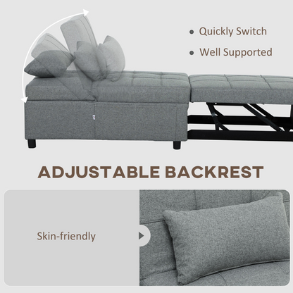HOMCOM 4-in-1 Pull Out Sleeper Chair Bed with Pockets