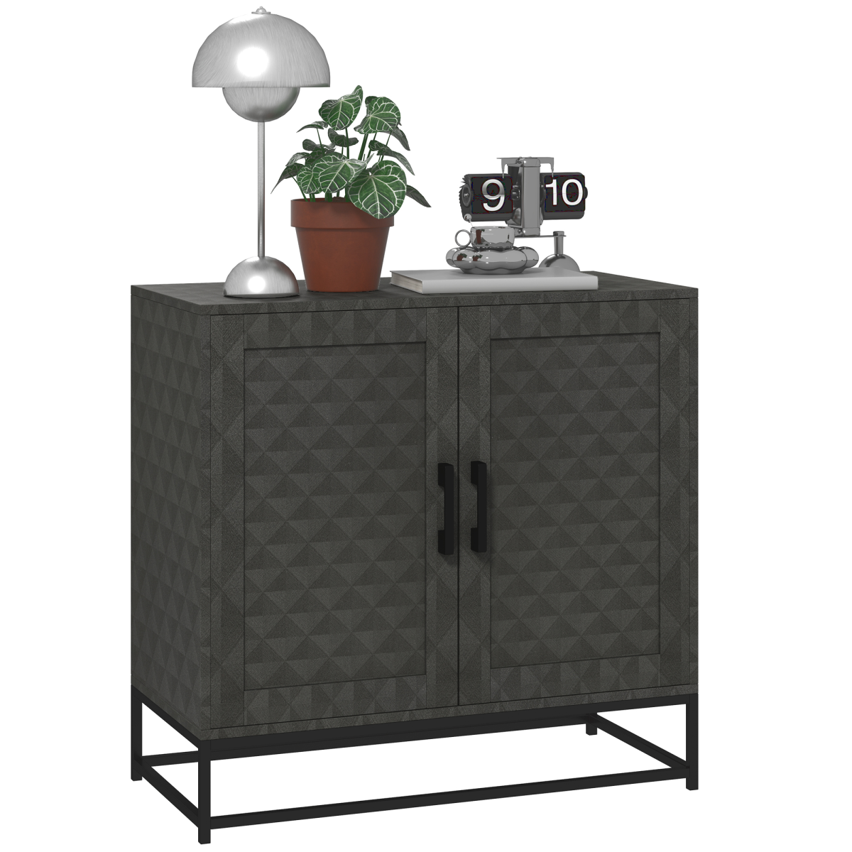 HOMCOM Modern Storage Cupboard with Adjustable Shelf and 2 Doors